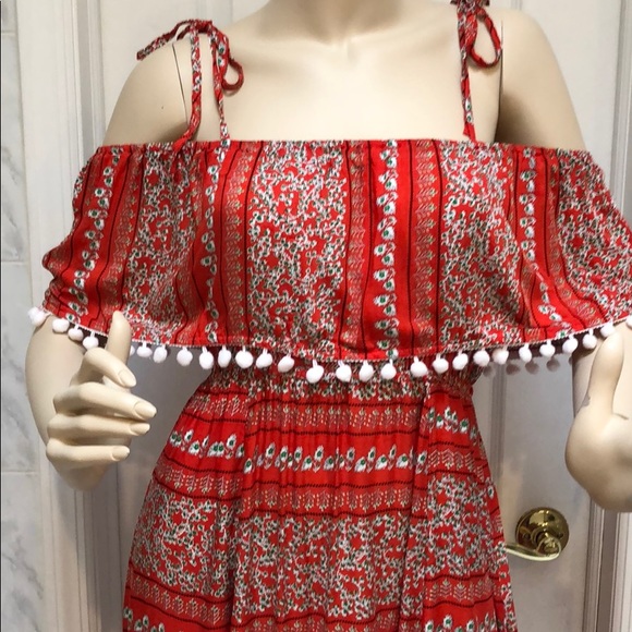 RED FLORAL MAXI DRESS - Picture 6 of 8